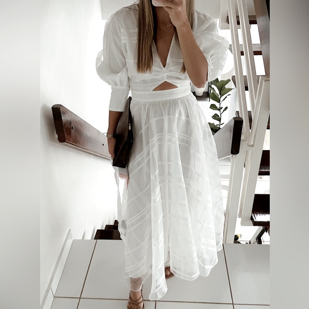 White Organza Midi Dress.